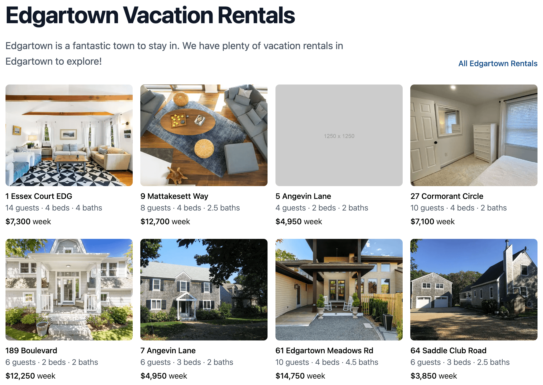 Grid of Edgartown, Martha's Vineyard vacation rentals